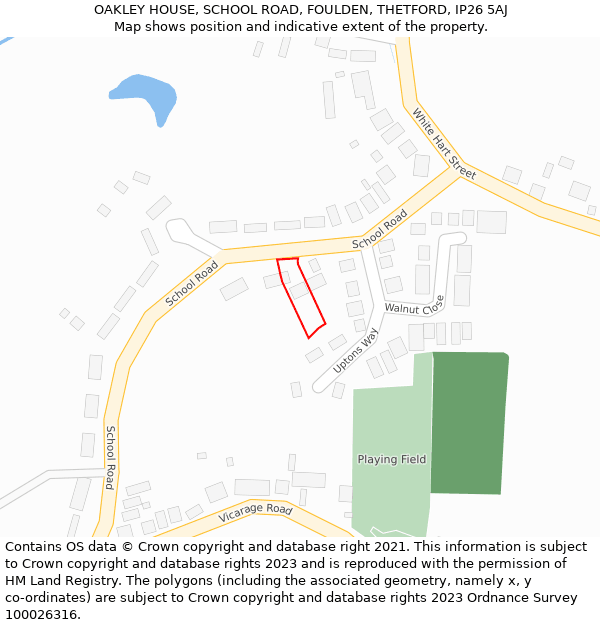 OAKLEY HOUSE, SCHOOL ROAD, FOULDEN, THETFORD, IP26 5AJ: Location map and indicative extent of plot