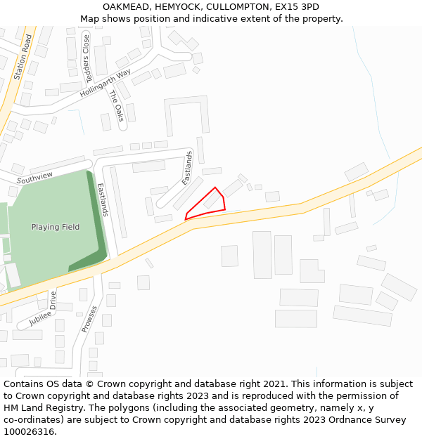 OAKMEAD, HEMYOCK, CULLOMPTON, EX15 3PD: Location map and indicative extent of plot