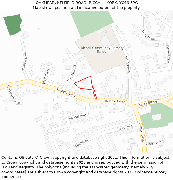 OAKMEAD, KELFIELD ROAD, RICCALL, YORK, YO19 6PG: Location map and indicative extent of plot