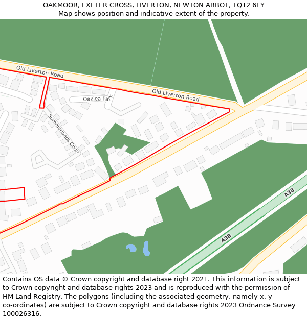 OAKMOOR, EXETER CROSS, LIVERTON, NEWTON ABBOT, TQ12 6EY: Location map and indicative extent of plot