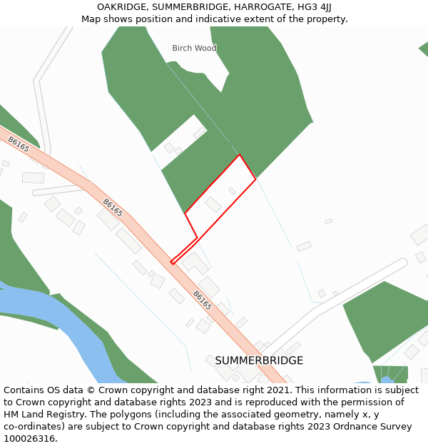 OAKRIDGE, SUMMERBRIDGE, HARROGATE, HG3 4JJ: Location map and indicative extent of plot