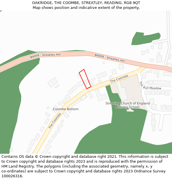 OAKRIDGE, THE COOMBE, STREATLEY, READING, RG8 9QT: Location map and indicative extent of plot