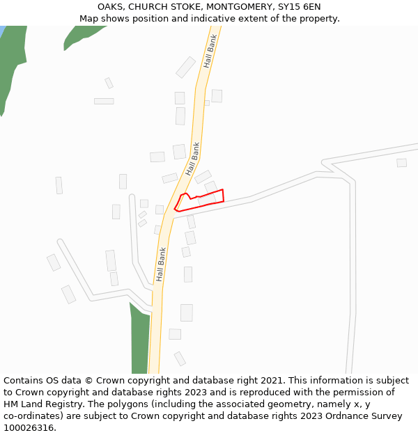 OAKS, CHURCH STOKE, MONTGOMERY, SY15 6EN: Location map and indicative extent of plot
