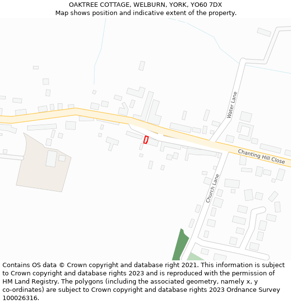 OAKTREE COTTAGE, WELBURN, YORK, YO60 7DX: Location map and indicative extent of plot