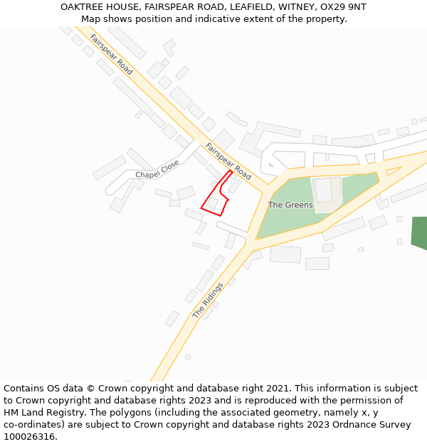OAKTREE HOUSE, FAIRSPEAR ROAD, LEAFIELD, WITNEY, OX29 9NT: Location map and indicative extent of plot