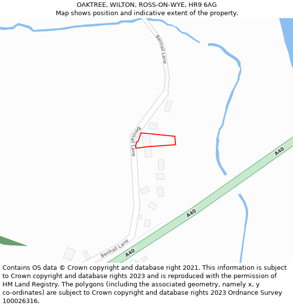 OAKTREE, WILTON, ROSS-ON-WYE, HR9 6AG: Location map and indicative extent of plot