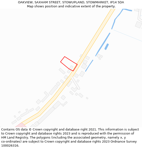 OAKVIEW, SAXHAM STREET, STOWUPLAND, STOWMARKET, IP14 5DA: Location map and indicative extent of plot