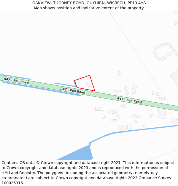 OAKVIEW, THORNEY ROAD, GUYHIRN, WISBECH, PE13 4AA: Location map and indicative extent of plot