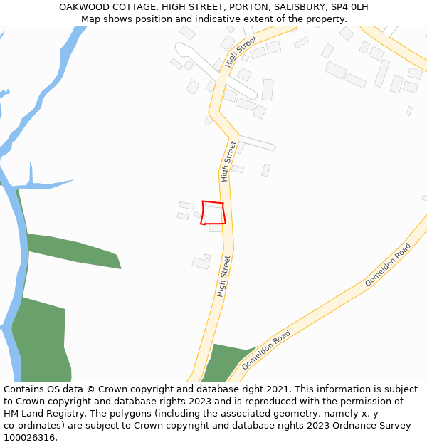 OAKWOOD COTTAGE, HIGH STREET, PORTON, SALISBURY, SP4 0LH: Location map and indicative extent of plot