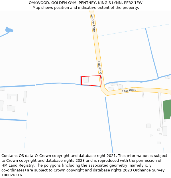 OAKWOOD, GOLDEN GYM, PENTNEY, KING'S LYNN, PE32 1EW: Location map and indicative extent of plot