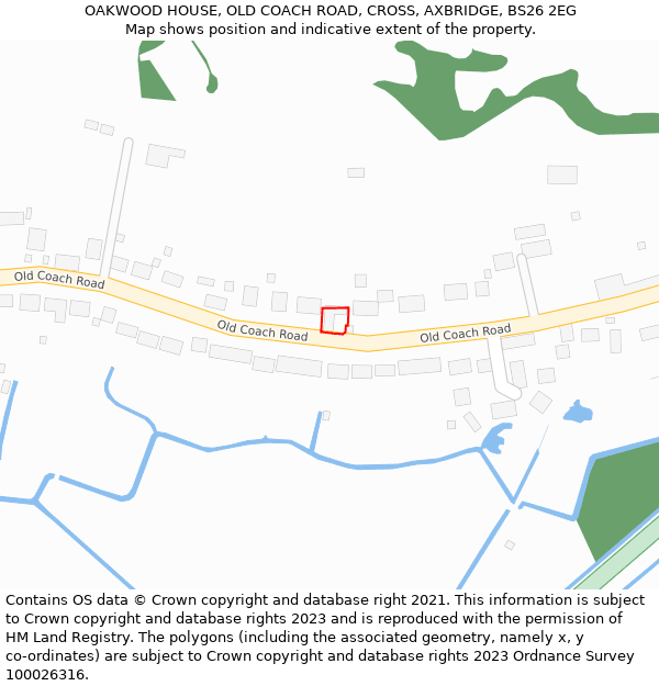 OAKWOOD HOUSE, OLD COACH ROAD, CROSS, AXBRIDGE, BS26 2EG: Location map and indicative extent of plot