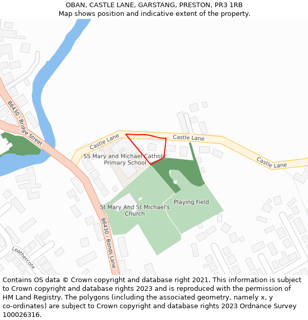 OBAN, CASTLE LANE, GARSTANG, PRESTON, PR3 1RB: Location map and indicative extent of plot
