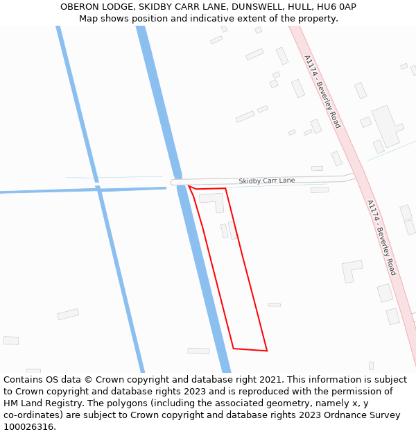 OBERON LODGE, SKIDBY CARR LANE, DUNSWELL, HULL, HU6 0AP: Location map and indicative extent of plot