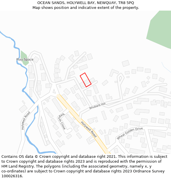 OCEAN SANDS, HOLYWELL BAY, NEWQUAY, TR8 5PQ: Location map and indicative extent of plot