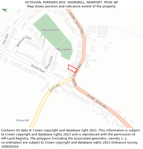 OCTAVIAN, FARRIERS WAY, SHORWELL, NEWPORT, PO30 3JP: Location map and indicative extent of plot