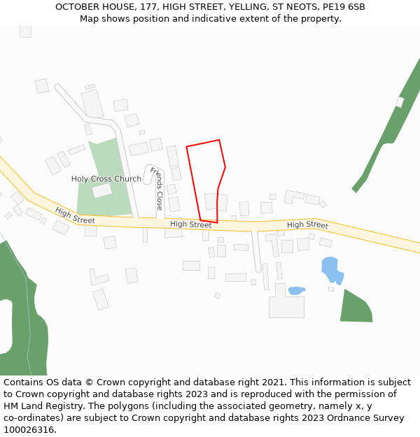 OCTOBER HOUSE, 177, HIGH STREET, YELLING, ST NEOTS, PE19 6SB: Location map and indicative extent of plot