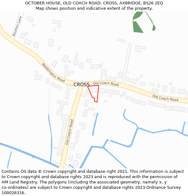 OCTOBER HOUSE, OLD COACH ROAD, CROSS, AXBRIDGE, BS26 2EQ: Location map and indicative extent of plot