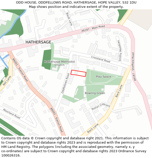 ODD HOUSE, ODDFELLOWS ROAD, HATHERSAGE, HOPE VALLEY, S32 1DU: Location map and indicative extent of plot