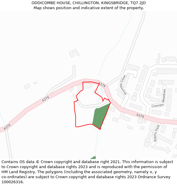 ODDICOMBE HOUSE, CHILLINGTON, KINGSBRIDGE, TQ7 2JD: Location map and indicative extent of plot