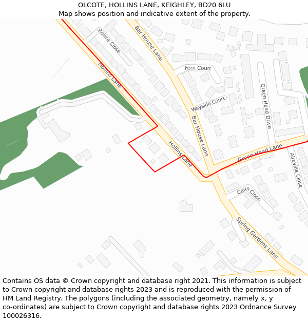 OLCOTE, HOLLINS LANE, KEIGHLEY, BD20 6LU: Location map and indicative extent of plot