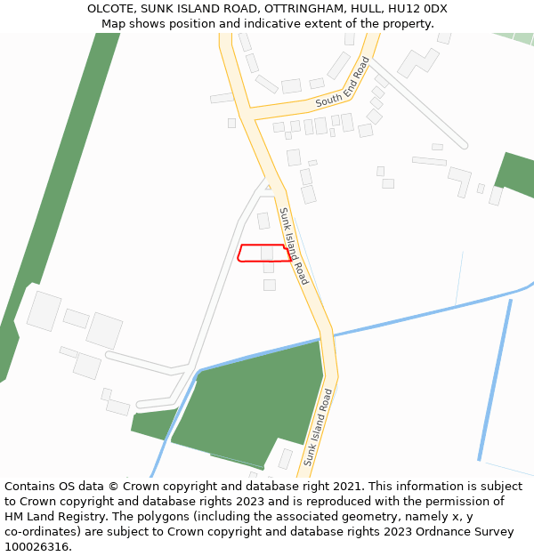 OLCOTE, SUNK ISLAND ROAD, OTTRINGHAM, HULL, HU12 0DX: Location map and indicative extent of plot