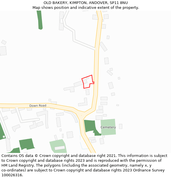 OLD BAKERY, KIMPTON, ANDOVER, SP11 8NU: Location map and indicative extent of plot