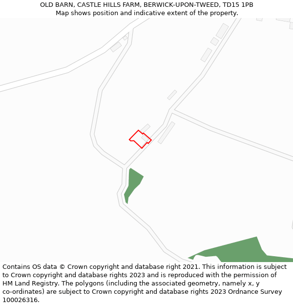 OLD BARN, CASTLE HILLS FARM, BERWICK-UPON-TWEED, TD15 1PB: Location map and indicative extent of plot