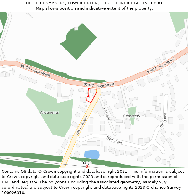 OLD BRICKMAKERS, LOWER GREEN, LEIGH, TONBRIDGE, TN11 8RU: Location map and indicative extent of plot