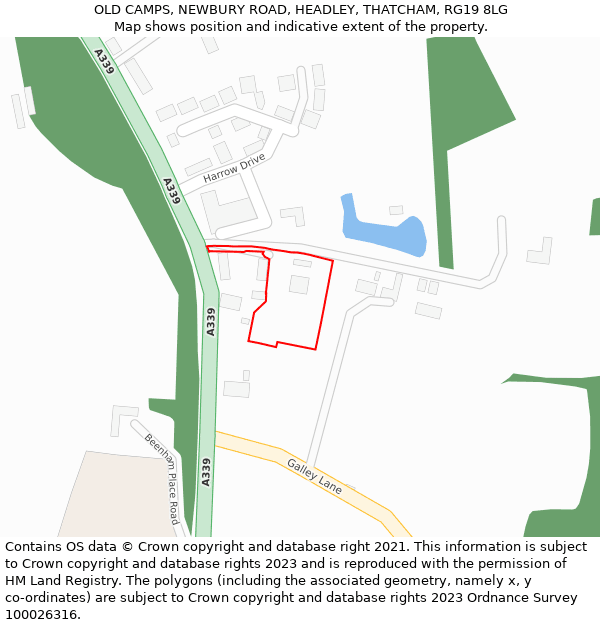 OLD CAMPS, NEWBURY ROAD, HEADLEY, THATCHAM, RG19 8LG: Location map and indicative extent of plot