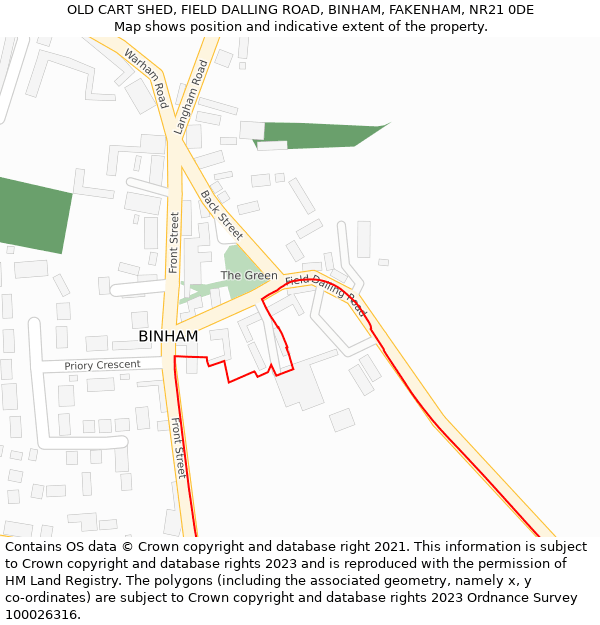 OLD CART SHED, FIELD DALLING ROAD, BINHAM, FAKENHAM, NR21 0DE: Location map and indicative extent of plot