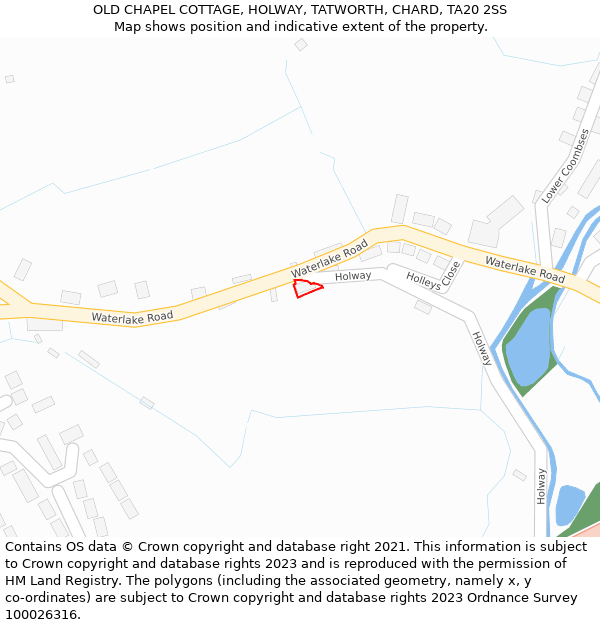 OLD CHAPEL COTTAGE, HOLWAY, TATWORTH, CHARD, TA20 2SS: Location map and indicative extent of plot