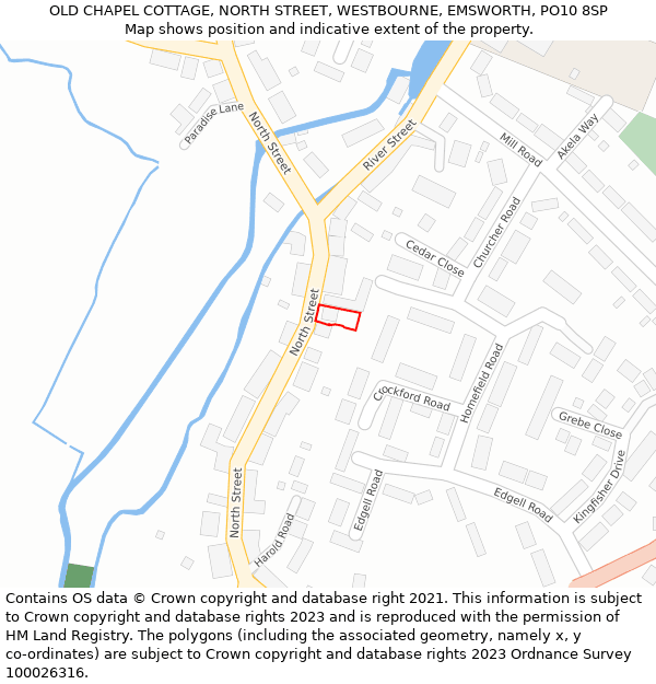 OLD CHAPEL COTTAGE, NORTH STREET, WESTBOURNE, EMSWORTH, PO10 8SP: Location map and indicative extent of plot