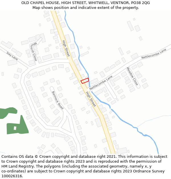 OLD CHAPEL HOUSE, HIGH STREET, WHITWELL, VENTNOR, PO38 2QG: Location map and indicative extent of plot