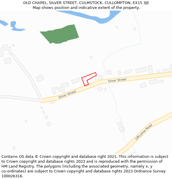 OLD CHAPEL, SILVER STREET, CULMSTOCK, CULLOMPTON, EX15 3JE: Location map and indicative extent of plot