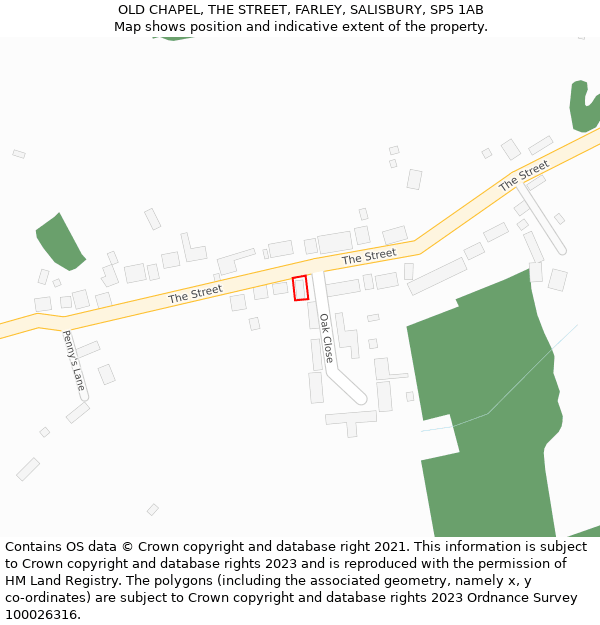 OLD CHAPEL, THE STREET, FARLEY, SALISBURY, SP5 1AB: Location map and indicative extent of plot