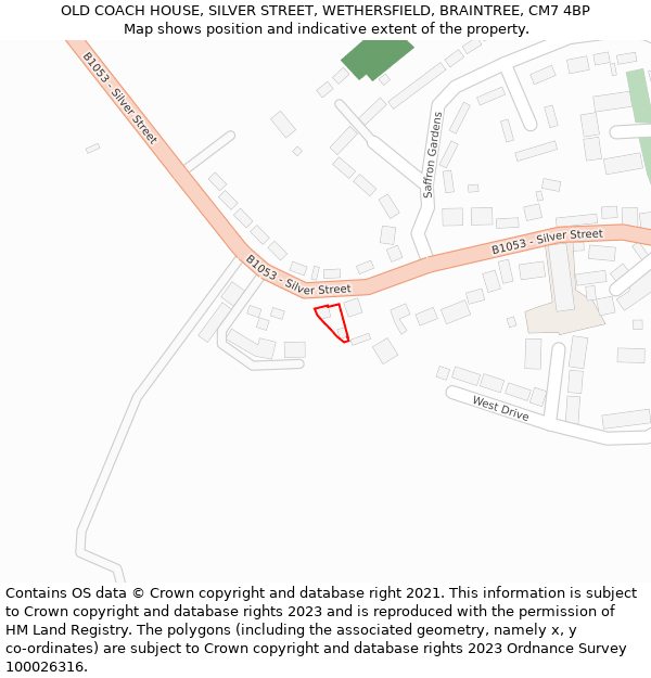 OLD COACH HOUSE, SILVER STREET, WETHERSFIELD, BRAINTREE, CM7 4BP: Location map and indicative extent of plot