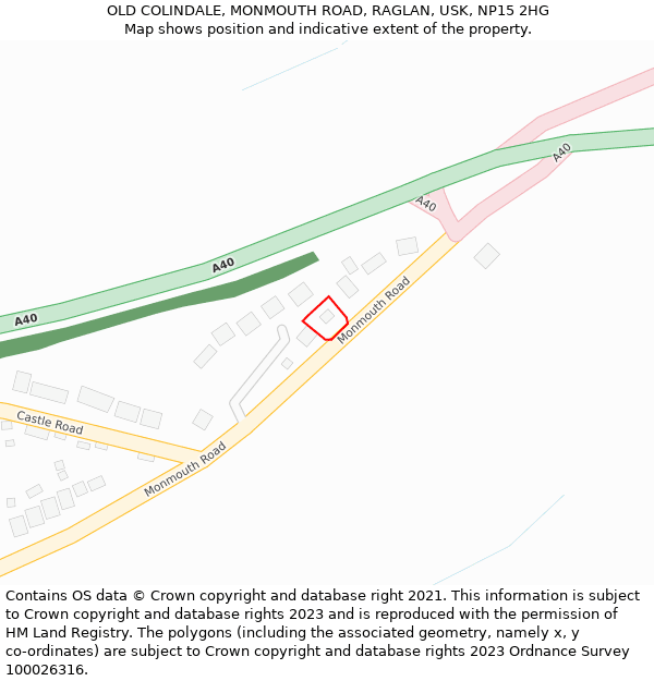 OLD COLINDALE, MONMOUTH ROAD, RAGLAN, USK, NP15 2HG: Location map and indicative extent of plot