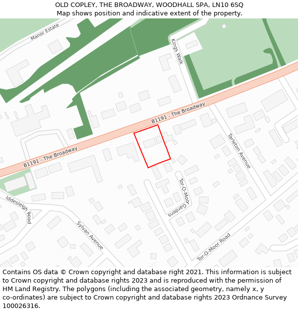 OLD COPLEY, THE BROADWAY, WOODHALL SPA, LN10 6SQ: Location map and indicative extent of plot