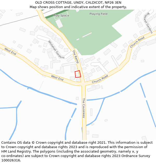 OLD CROSS COTTAGE, UNDY, CALDICOT, NP26 3EN: Location map and indicative extent of plot