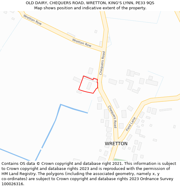 OLD DAIRY, CHEQUERS ROAD, WRETTON, KING'S LYNN, PE33 9QS: Location map and indicative extent of plot