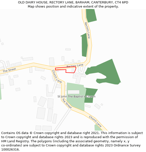 OLD DAIRY HOUSE, RECTORY LANE, BARHAM, CANTERBURY, CT4 6PD: Location map and indicative extent of plot