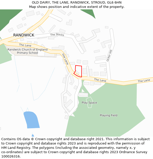 OLD DAIRY, THE LANE, RANDWICK, STROUD, GL6 6HN: Location map and indicative extent of plot