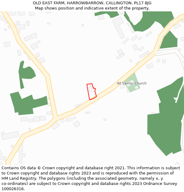 OLD EAST FARM, HARROWBARROW, CALLINGTON, PL17 8JG: Location map and indicative extent of plot