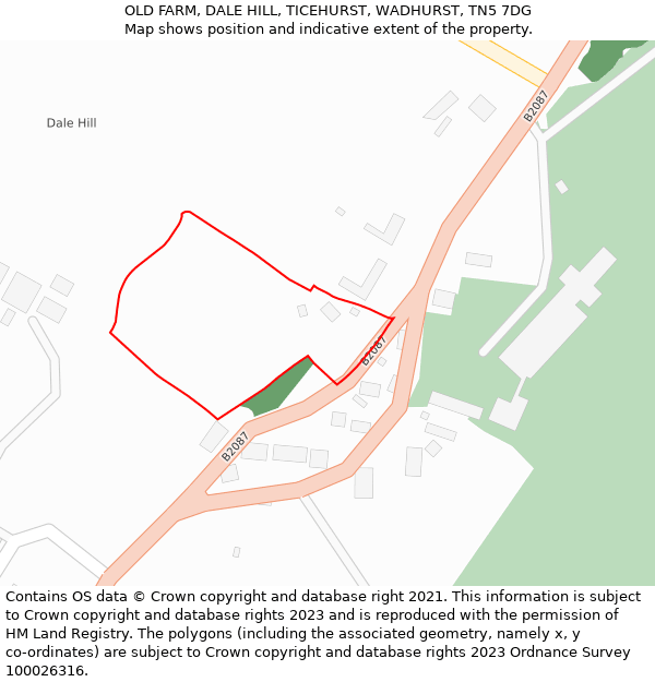 OLD FARM, DALE HILL, TICEHURST, WADHURST, TN5 7DG: Location map and indicative extent of plot