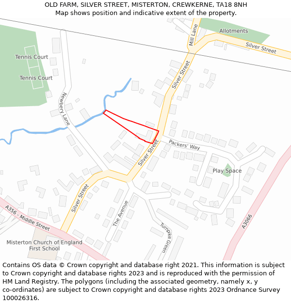 OLD FARM, SILVER STREET, MISTERTON, CREWKERNE, TA18 8NH: Location map and indicative extent of plot