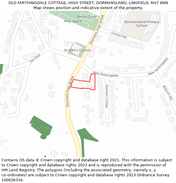 OLD FARTHINGDALE COTTAGE, HIGH STREET, DORMANSLAND, LINGFIELD, RH7 6NN: Location map and indicative extent of plot