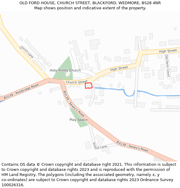 OLD FORD HOUSE, CHURCH STREET, BLACKFORD, WEDMORE, BS28 4NR: Location map and indicative extent of plot
