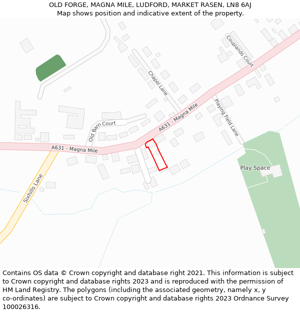 OLD FORGE, MAGNA MILE, LUDFORD, MARKET RASEN, LN8 6AJ: Location map and indicative extent of plot