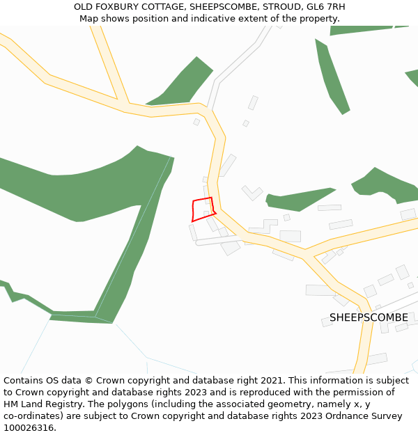 OLD FOXBURY COTTAGE, SHEEPSCOMBE, STROUD, GL6 7RH: Location map and indicative extent of plot