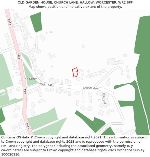 OLD GARDEN HOUSE, CHURCH LANE, HALLOW, WORCESTER, WR2 6PF: Location map and indicative extent of plot